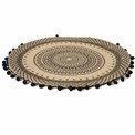 Placemat Agulo black, printed jute with pompom, DIA38CM