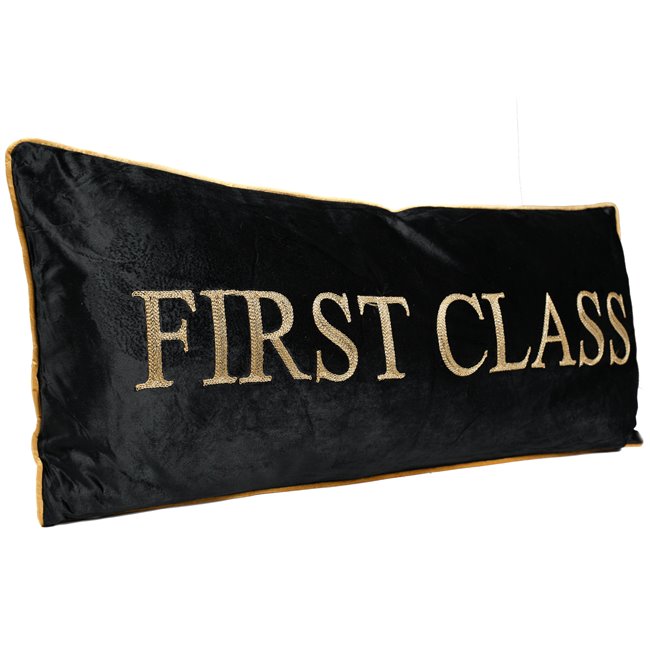 Dekorativinė pagalvė First Class, aksomas, juodas, 80x30cm