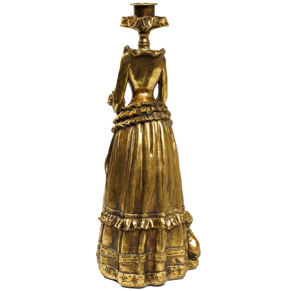 Candle stick  Lady dress, gold, 30x12x12cm