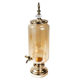 Glass jar with tap, golden/amber, 53x14x14cm