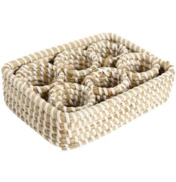 Tray Balizo 6 pc. napkinrings, seagrass, 18x13xH4cm