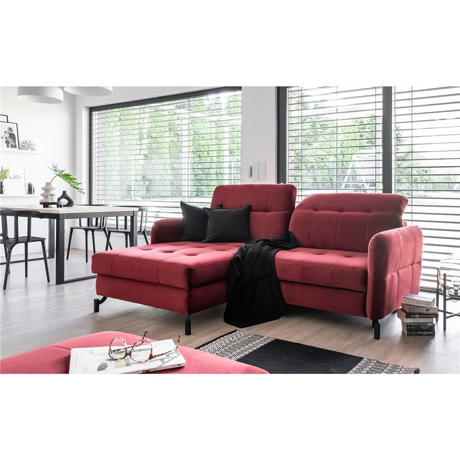 Угловой диван Elorelle L, Rivera 59, красный, H105x225x160