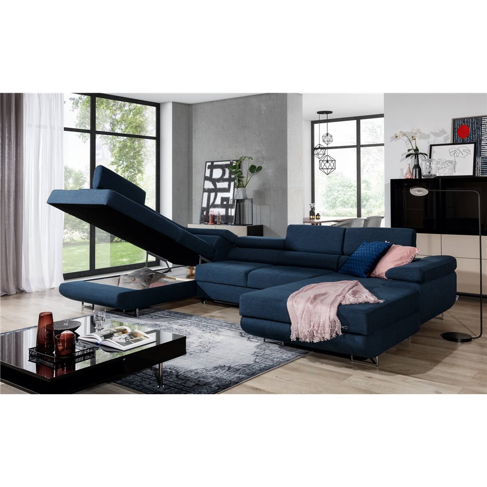 U shape sofa Elcardo U Right, Sawana 14, black, H90x345x58cm