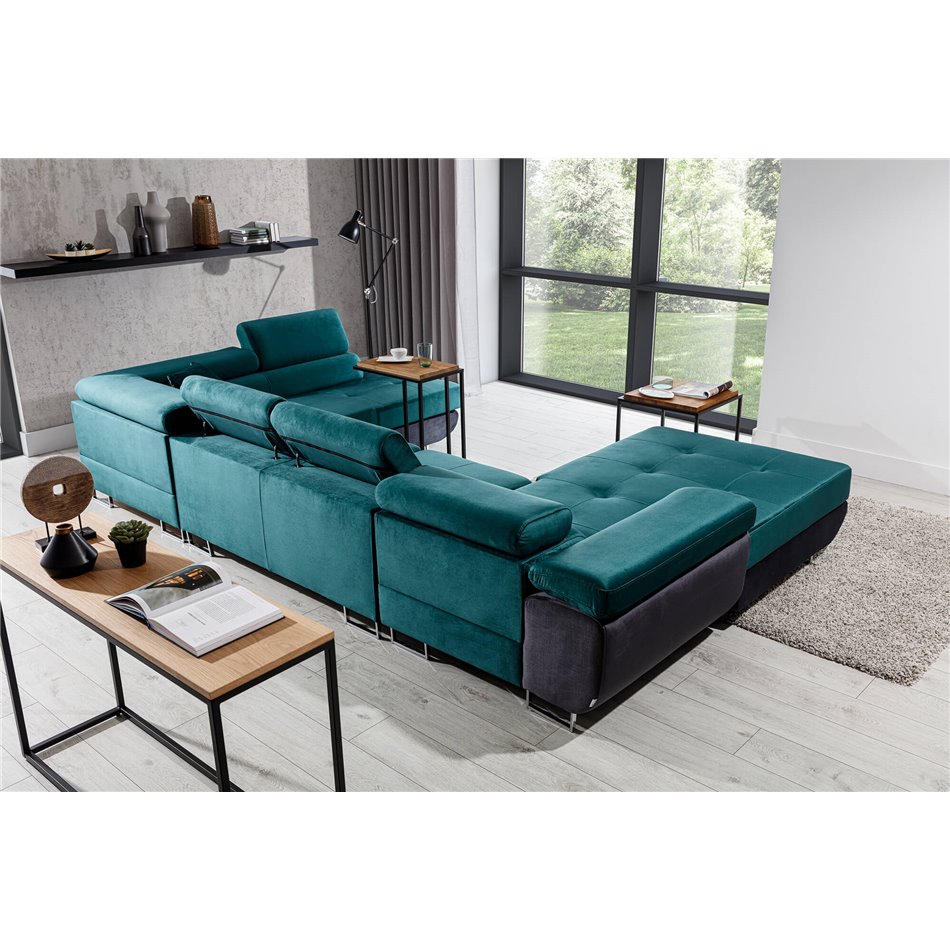 U shape sofa Elcardo U Left, Cover 83, gray, H90x345x58cm