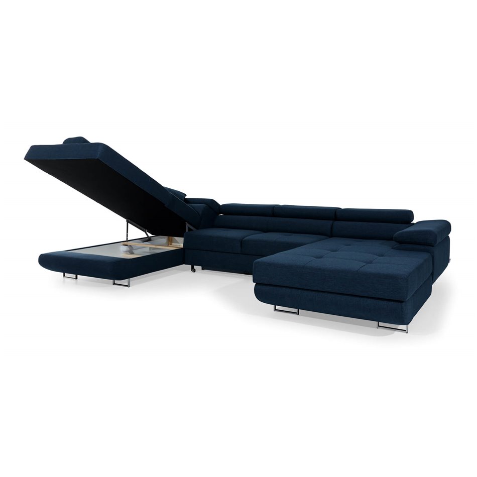 U shape sofa Elcardo U Left, Omega 86, blue, H90x345x58cm