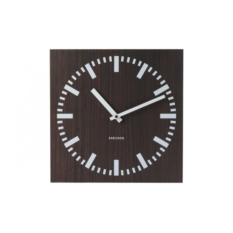 Wall clock Square, double, brown, 30x30x10cm