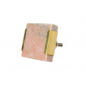 Furniture handle Pink marwal and brass, H40x40x25mm