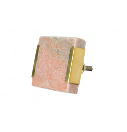 Furniture handle Pink marwal and brass, H40x40x25mm
