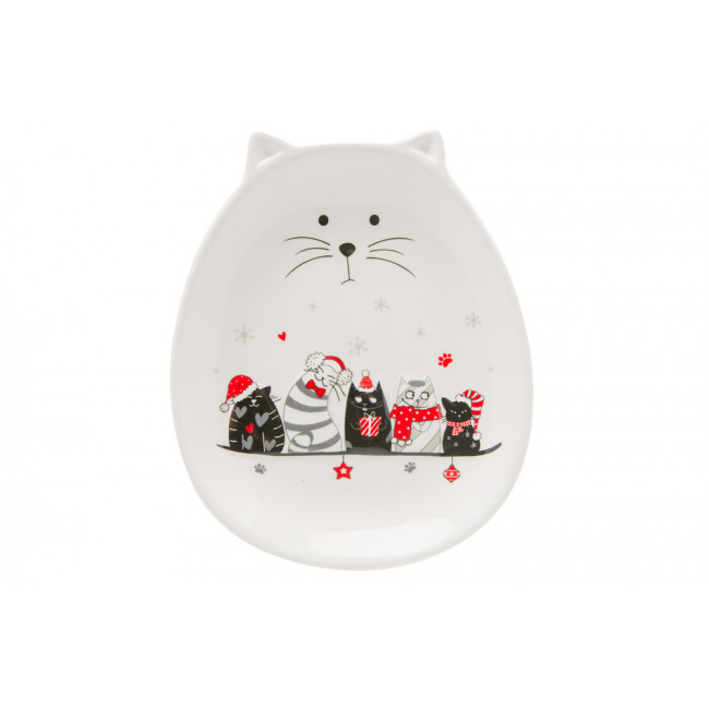 Decorative plate Christmas Cat, ceramic, 15x19cm