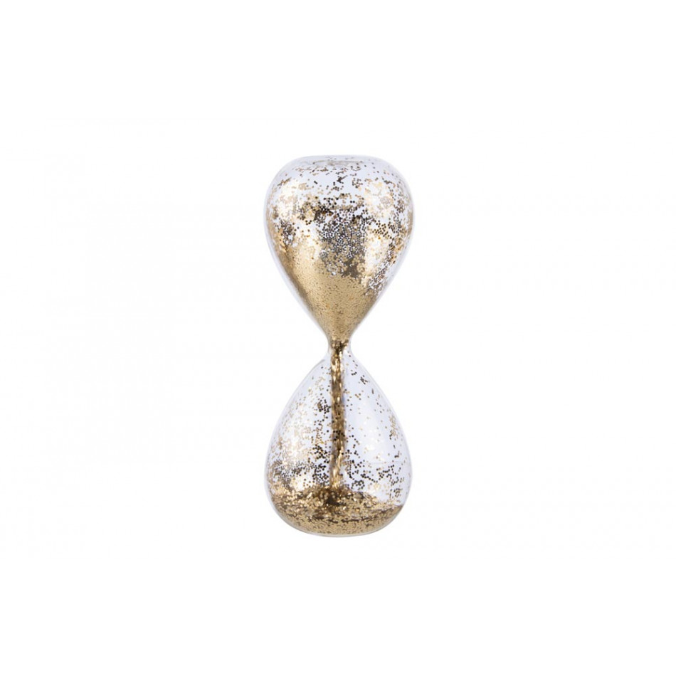 Hourglass clear/golden sand, D6.5, h16.5cm, 5-7 sec.