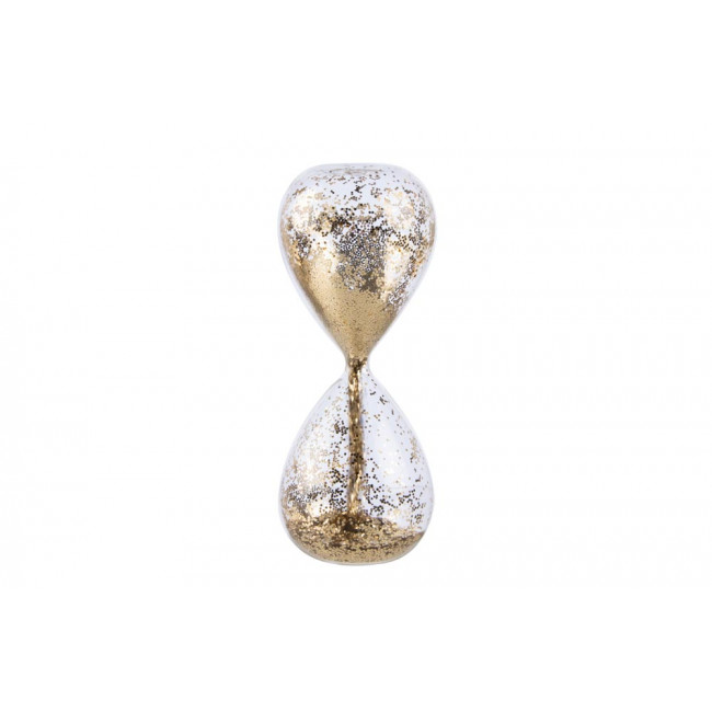 Hourglass clear/golden sand, D6.5, h16.5cm, 5-7 sec.