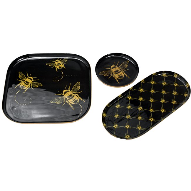 Tray Bee, set 3, 21x21 21x11 11x11cm