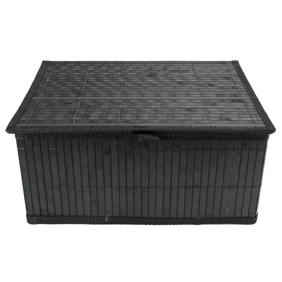 Basket, bamboo L, black, H14.5x31.5x25.5cm