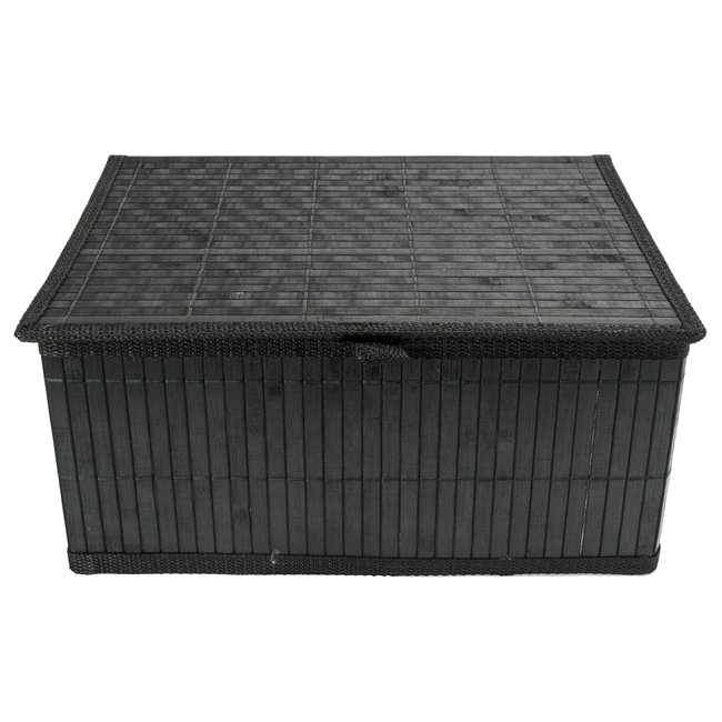 Basket, bamboo L, black, H14.5x31.5x25.5cm