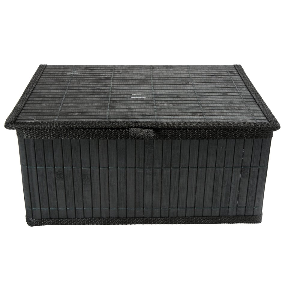 Basket, bamboo M, black, H13.5x29x22.5cm