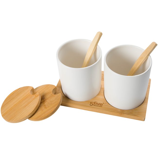 Набор банок, бамбук/керамика, В11,5x18x9,5xсм