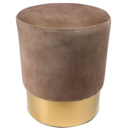 Stool  Noto, taupe/ golden base, vintage velvet, 35x42cm