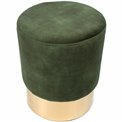Stool Noto, green/golden base, vintage velvet, 35x42cm