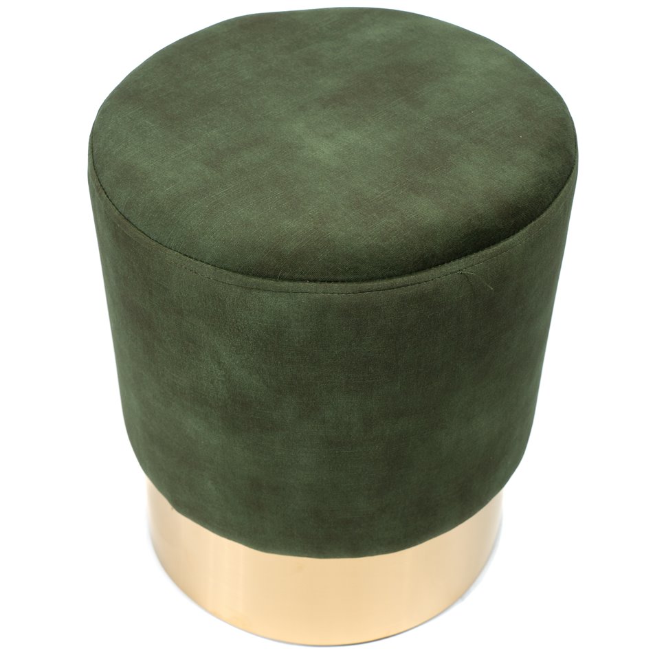 Stool Noto, green/golden base, vintage velvet, 35x42cm