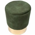 Stool Noto, green/golden base, vintage velvet, 35x42cm