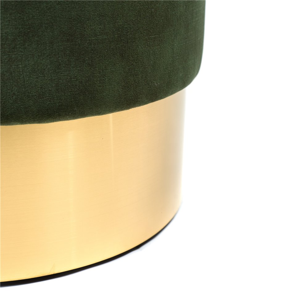 Stool Noto, green/golden base, vintage velvet, 35x42cm