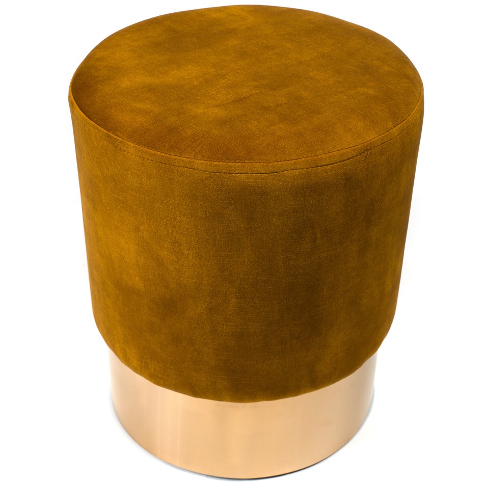 Stool Noto, gold/golden base, vintage velvet, 35x42cm