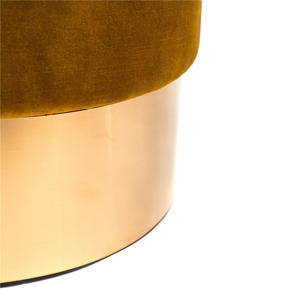 Stool Noto, gold/golden base, vintage velvet, 35x42cm