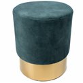 Stool Noto, blue/golden base, vintage velvet, 35x42cm