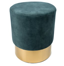 Stool Noto, blue/golden base, vintage velvet, 35x42cm