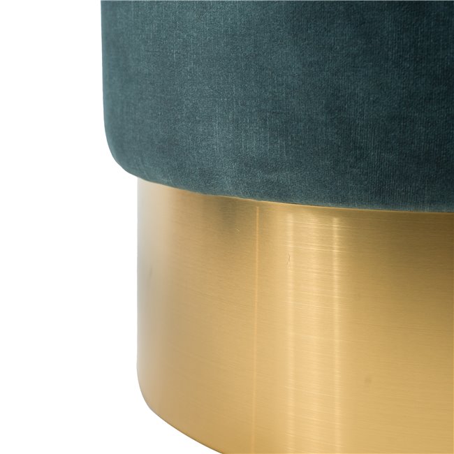 Stool Noto, blue/golden base, vintage velvet, 35x42cm