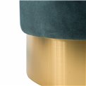 Stool Noto, blue/golden base, vintage velvet, 35x42cm