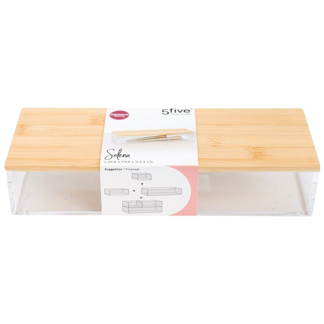 Organizer Selena bamboo medium rect,  L25.62xP9.6xH5.35cm