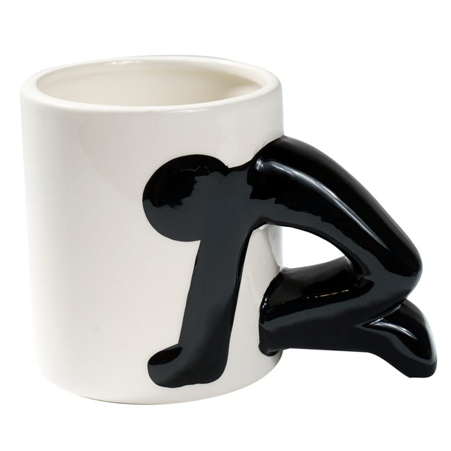 Mug white/black, ceramic, 10x8x9cm, 300ml