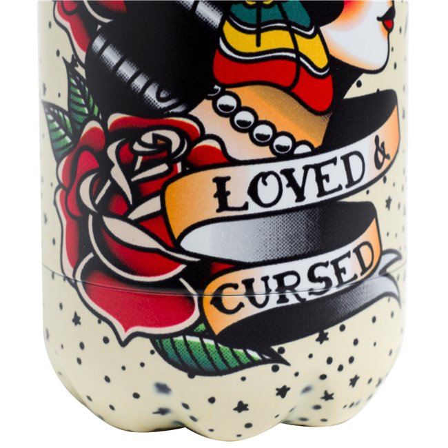 Water bottle Tatoo, metal, 500ml, H27x4x4cm