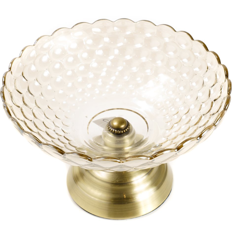 Миска на ножке, cтекло/металл, янтарный цвет/бронзовый, D24x15cm