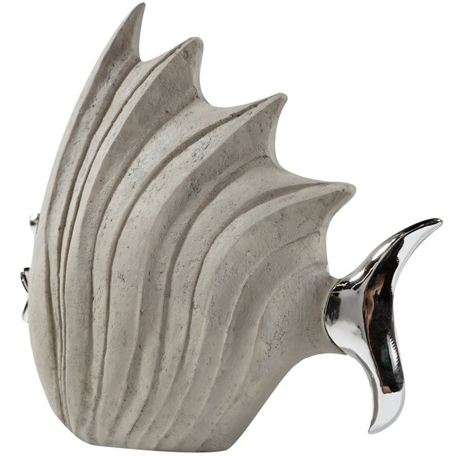 Decorative figure Fish, grey/silver, 9.5x29xH26cm