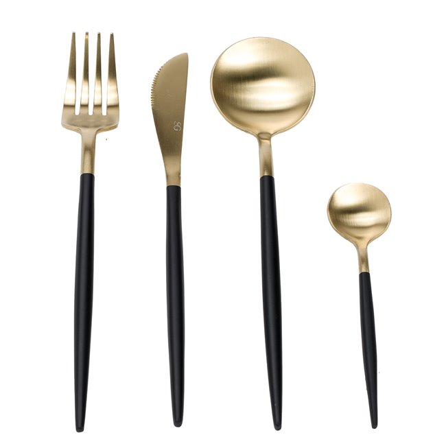 Cutlery set 24 pcs Ida, black/gold
