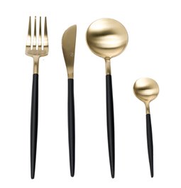 Cutlery set 24 pcs Ida, black/gold