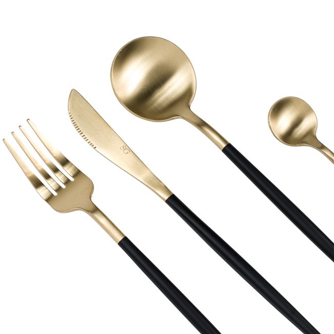 Cutlery set 24 pcs Ida, black/gold