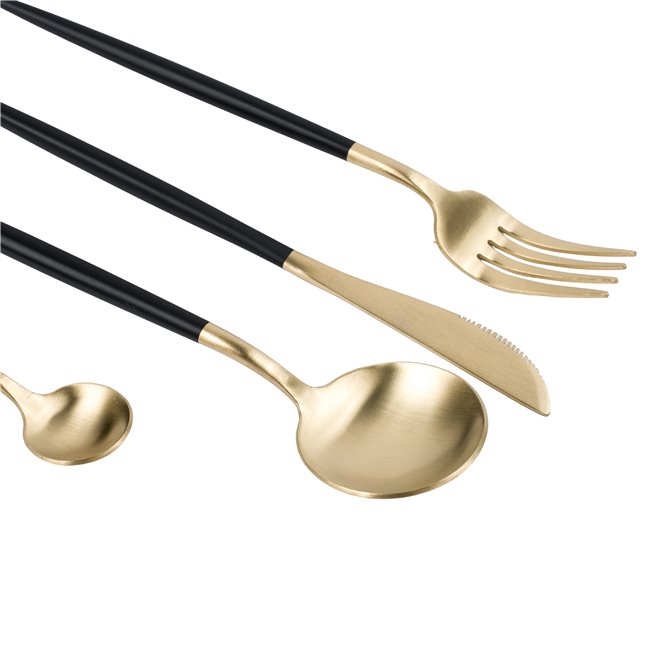 Cutlery set 24 pcs Ida, black/gold