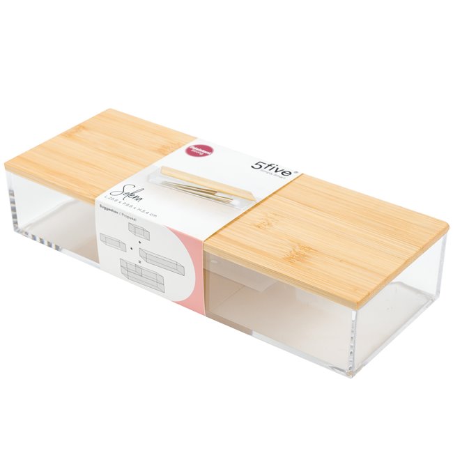 Organizer Selena bamboo medium rect,  L25.62xP9.6xH5.35cm
