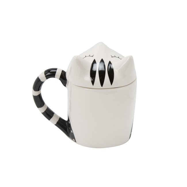 Mug Cat with lid, ceramic, 14x10cm