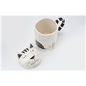 Mug Cat with lid, ceramic, 14x10cm