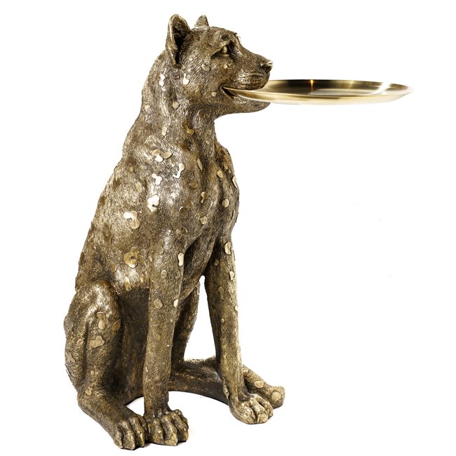 Deco figurine Leopard with plate, 62x36x56.5cm