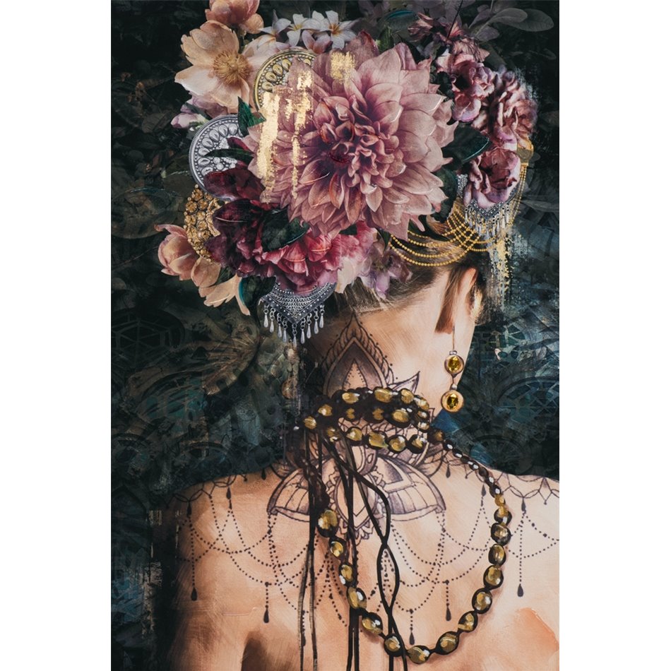 Картина на холсте Back view decorated beauty, 80x120cm