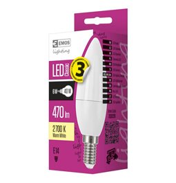 LED lemputė LED C38-PI-6W-E14-WW