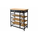 Serving trolley, black, metal/bamboo 126x35.5x87cm