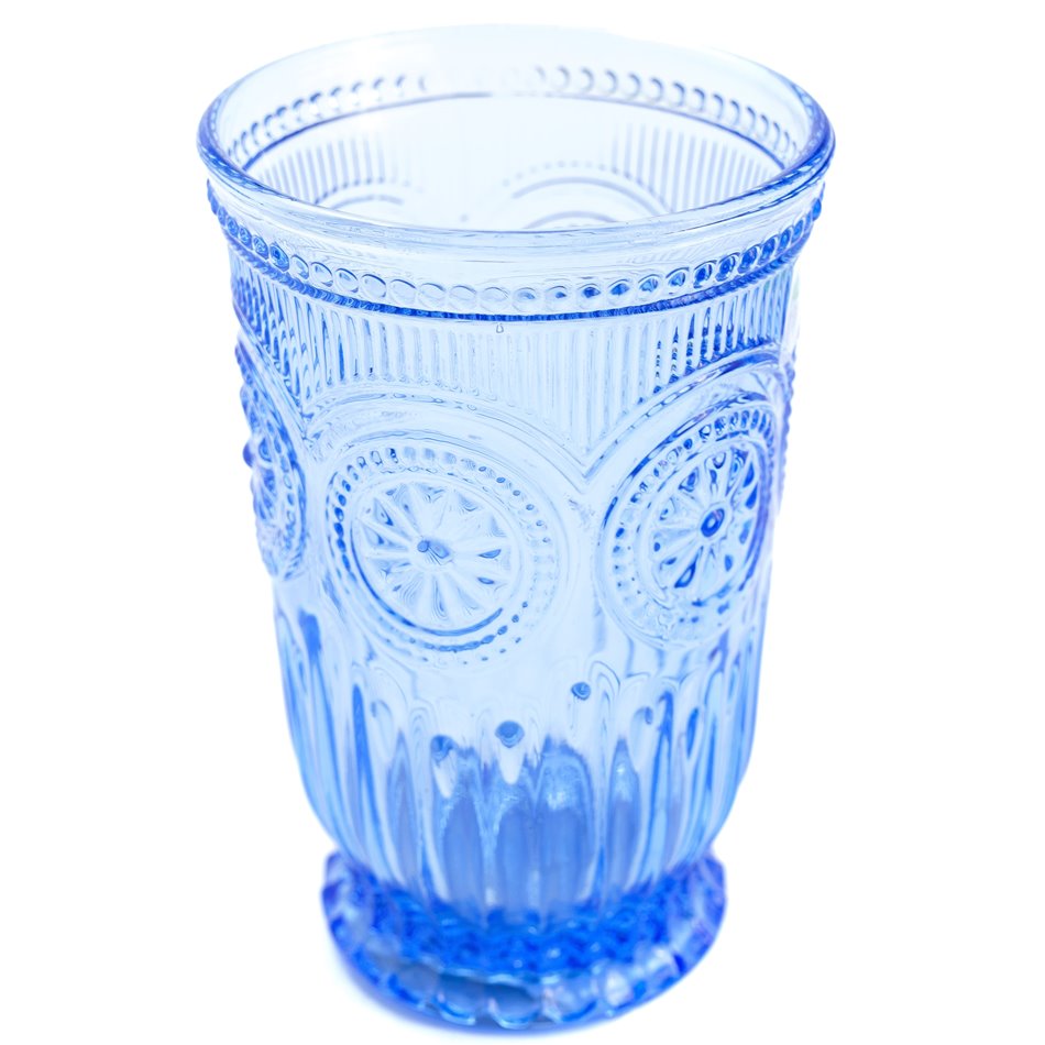 tumbler glass Santolea with sun flower, 8x13cm, 350ml
