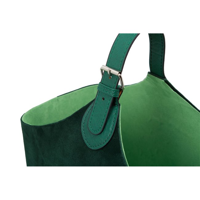 Žurnalų krepšys TRIANDE L, velvetas, žalios sp., 40x24x34cm