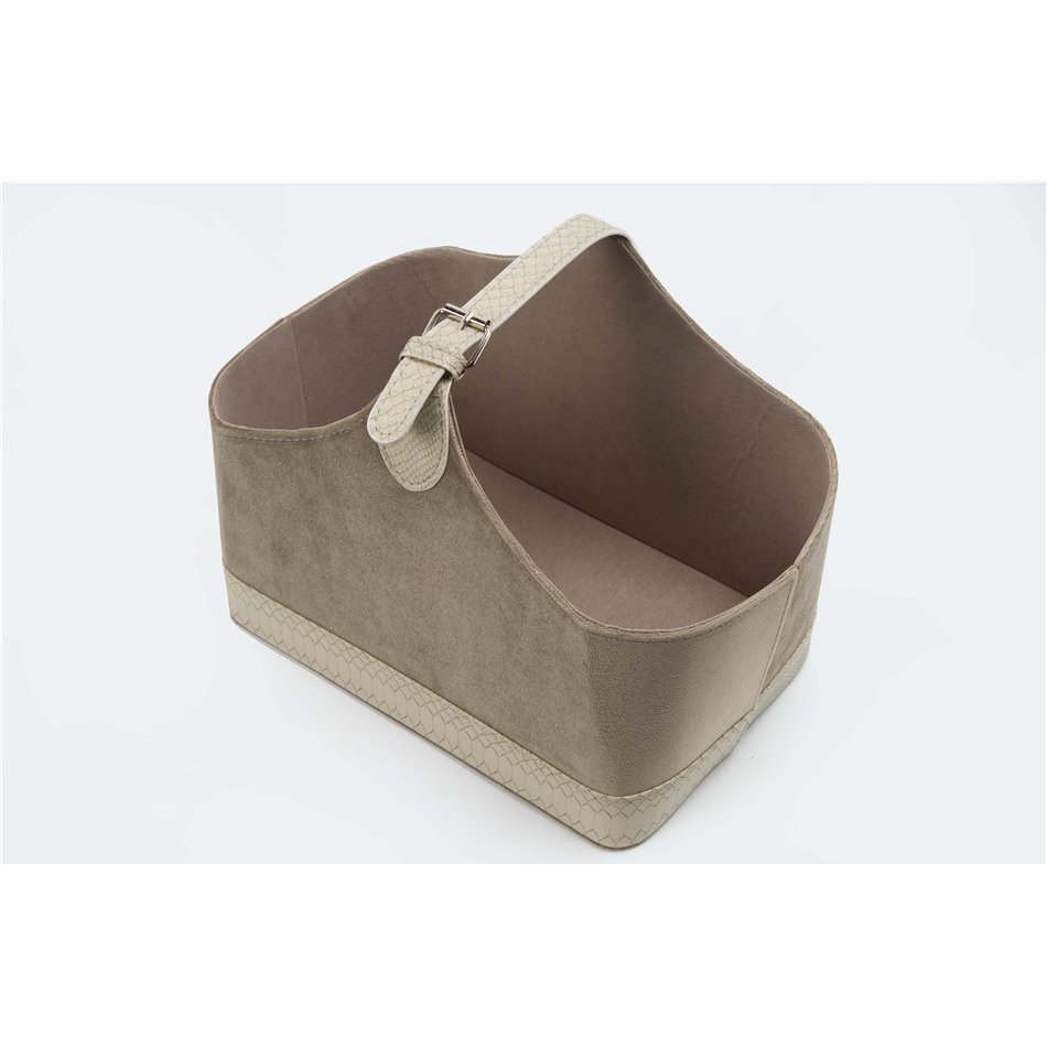 Magazine bag Trianda S, taupe, velvet, 31x20x26cm